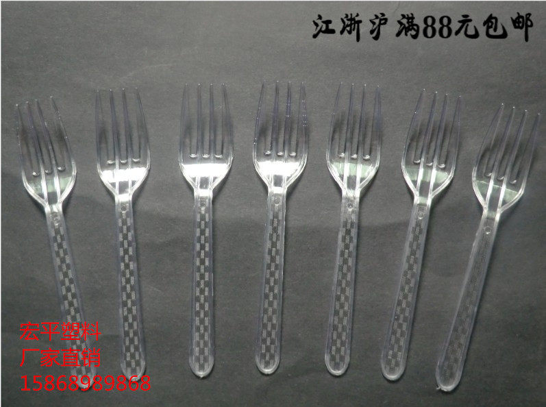 11 5 cm transparent fork Disposable large four-tooth fork four-tooth fork 90-100 left and right bags