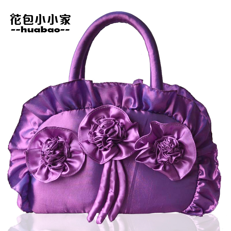 2026 New Ethnic Retro Trendy Women's Bag Korean Style Fashion Floral Bag Hand-Held Fabric Bag Silk Handbag