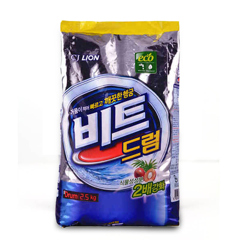 希杰狮王CJLION 韩国进口浓缩碧特滚筒洗衣粉2.5kg环保低泡易漂洗