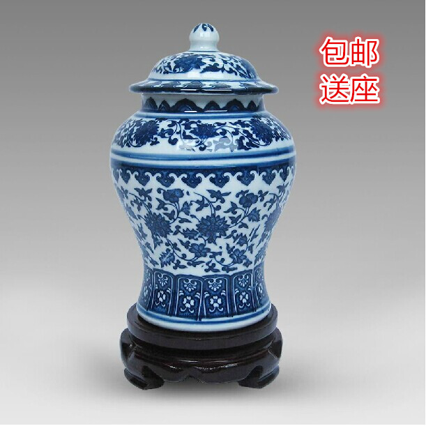 Bogu shelf ornaments Chinese craft gifts ornaments Jingdezhen ceramics with lid general jar storage jar home decorations