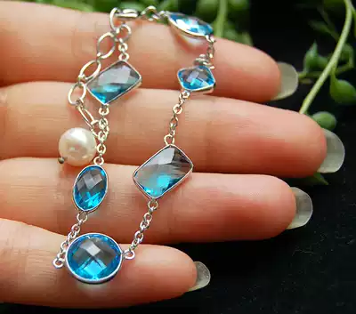 3199 private foreign limited customization * Sea ◎ pure silver fine inlaid natural Topa stone hand ◎ ◎ three emperor reputation