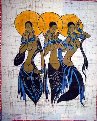 Guizhou Miao batik batik decorative painting creative wall painting batik single-layer Burr painting 85 * 115cm