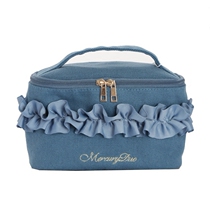 Pure cotton canvas pleated lace mini small cosmetic bag portable cosmetic bag