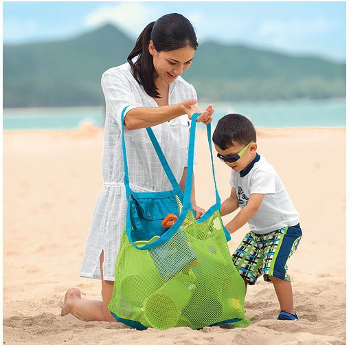Large sand digging tool debris storage mesh bag outdoor children's beach toys quick storage bag R605
