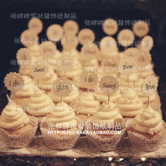 Wedding season small pearl decoration plug-in card LOVE decoration card dessert table layout