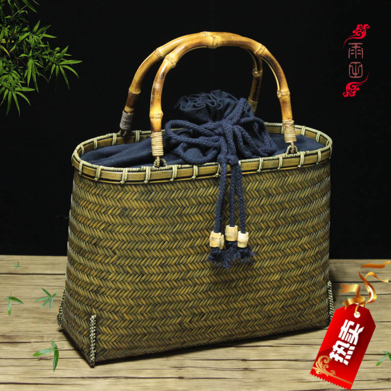 Hot Pin Special Price Pure Handwoven Bag Day Style Retro Art Bamboo Kit Handbag Handbag Lady Bamboo Carry Bag