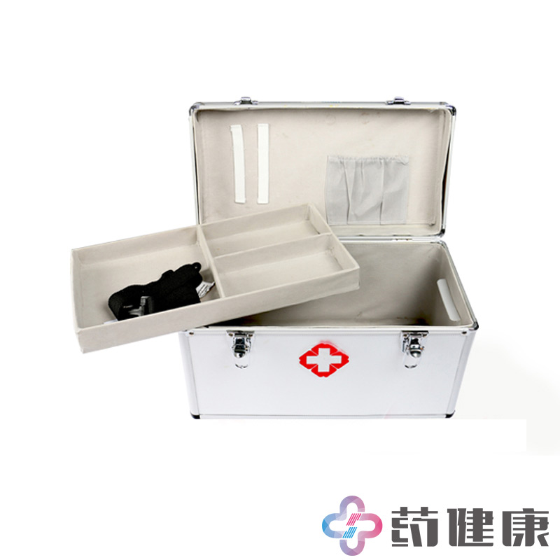 可孚家庭药箱 16寸铝合金大号家用药品收纳箱医用带背带出诊箱