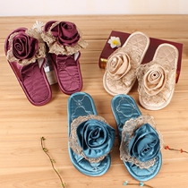 New three-dimensional disc flower home fabric slippers silent non-slip wear-resistant floor slippers Korean slippers indoor slippers