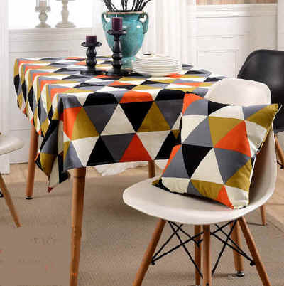 Nordic style full cotton canvas table cloth tea table lid cloth Two-color thick solid table cloth table cloth with pillow to be made
