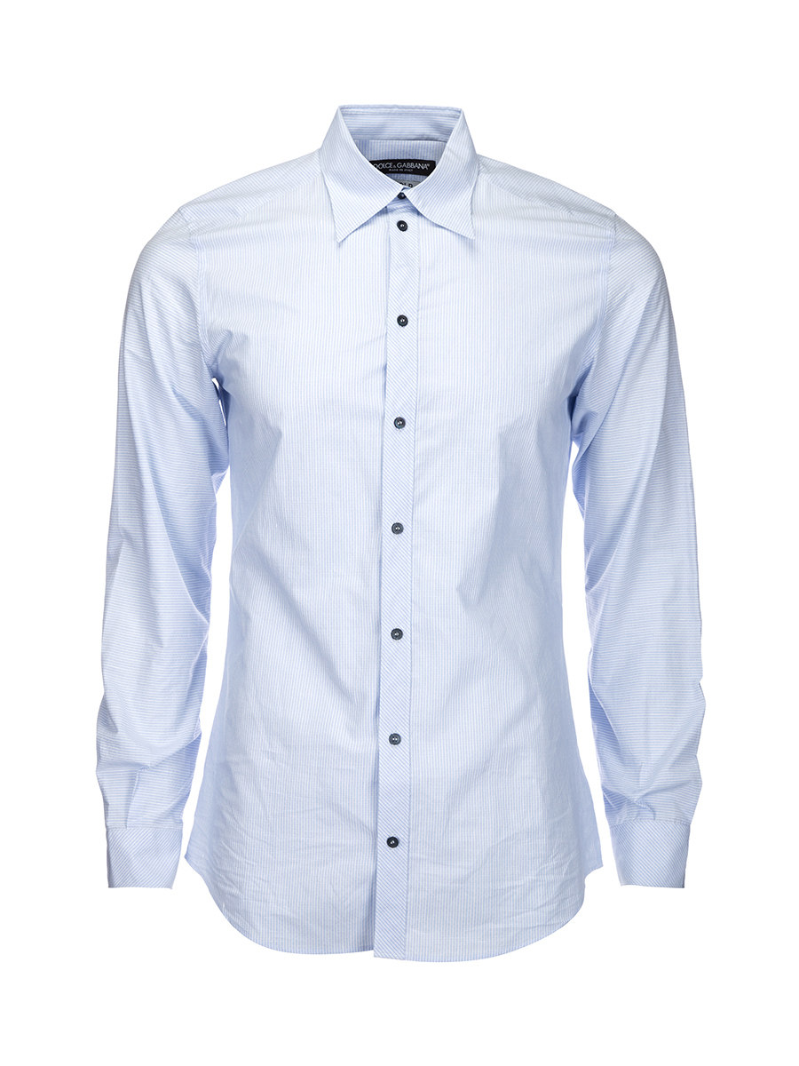 Dolce&Gabbana 淡蓝色条纹八角领长袖衬衫