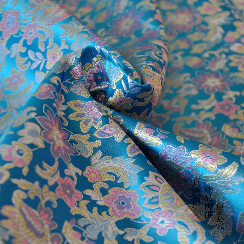 Clothing fabric Traditional Hanfu brocade satin material open smile red cloth Blue cloth does not return enough rice