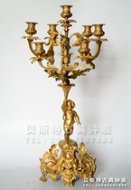 Candlestick pure copper gold-plated candle holder European home furnishings antique movie props Candlestick lamp stand single price