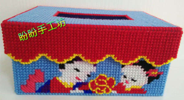 Stereo embroidery 3D cross embroidery bedroom cartoon animated small drawing box for a hundred years good tissue box