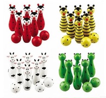 Animal Bowling Kindergarten Children Wooden Intelligence Baby Wooden Puzzle Early Education Toys 1-3-year-old hands-on