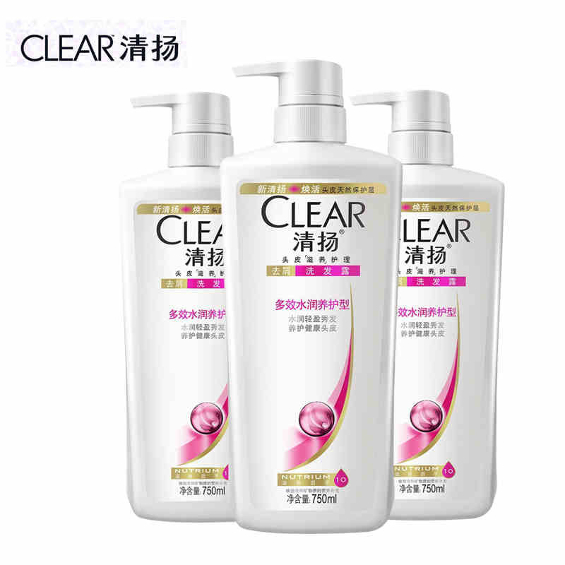 CLEAR清扬去屑洗发露多效水润养护型750ml三瓶装组合套装洗发水