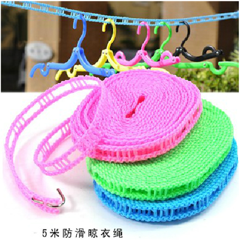 OUTDOOR WINDPROOF SUNDRY CLOTHESLINE ANTI-SLIP BELT HOOK SUNBURN ROPE FENCE STYLE ROPE 5 m FREE OF KNOTS UNKNOTTED