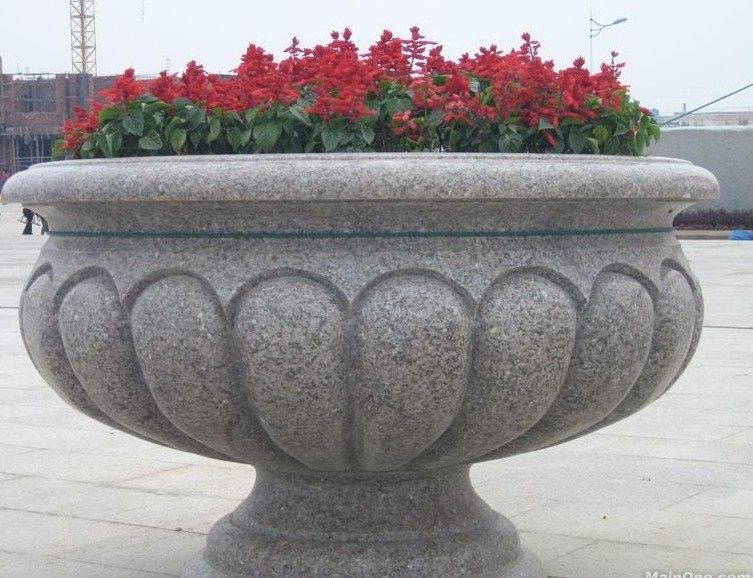 Flower pot Stone carving European flower pot Marble White marble stone carving flower pot Park Square stone carving flower pot Stone flower pot