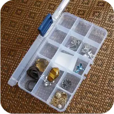 Multi-grid transparent rectangular jewelry box Korea detachable small plastic box mini ear needle jewelry storage box