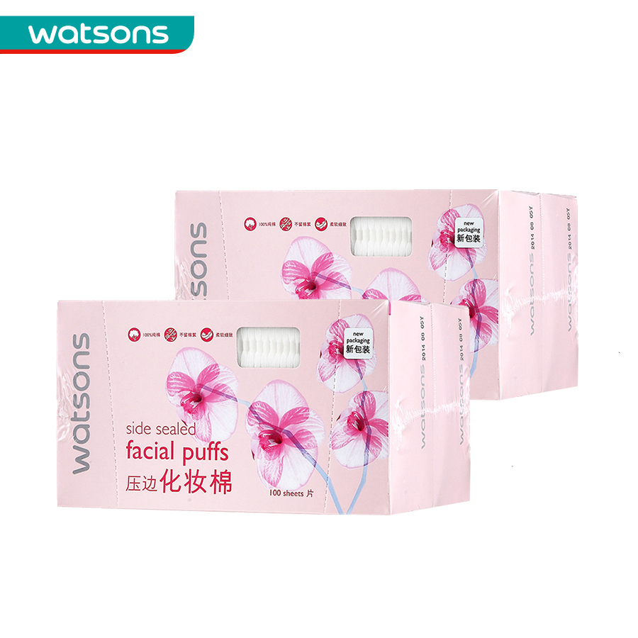 屈臣氏花语压边化妆棉100片X2盒 X2件