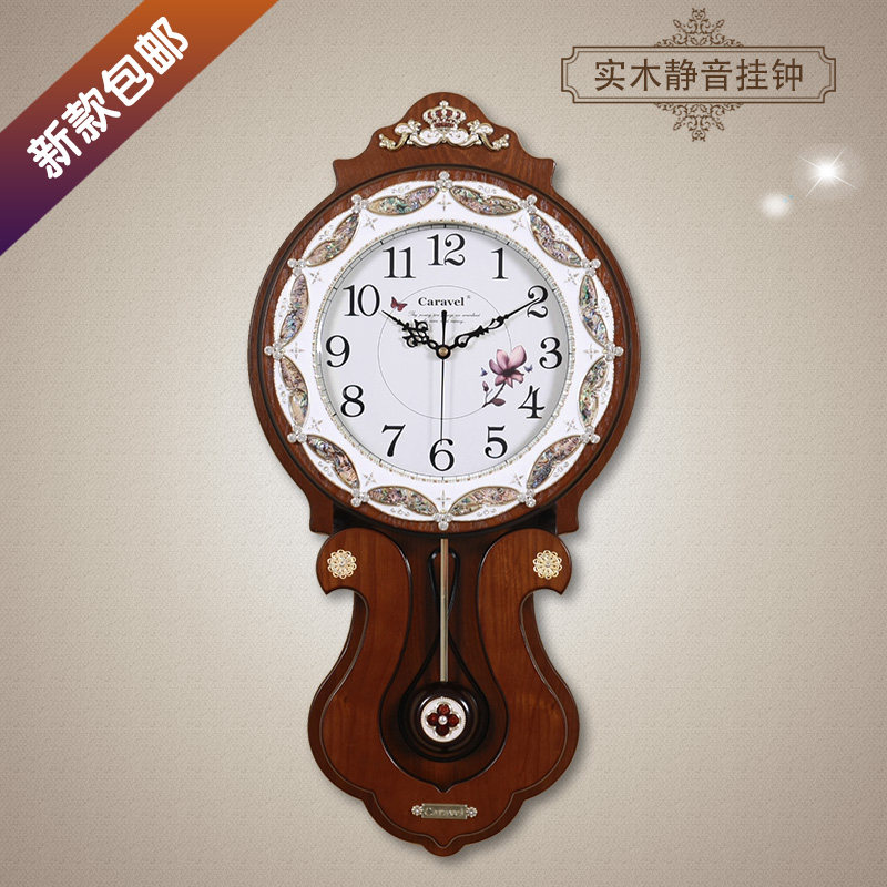 TQJ Korean version of the wood wall clock color shell quartz clock Study living room silent clock hanging watch pendulum