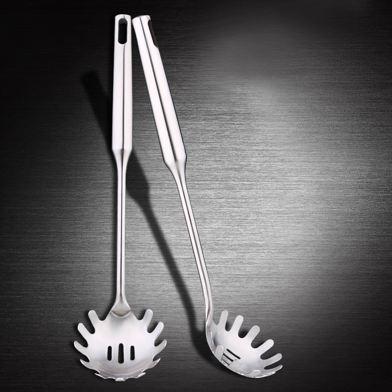 Olaf 304 stainless steel thickened long handle powder steak drain spoon Italian noodle mixing spoon Noodle fishing powder fence fishing