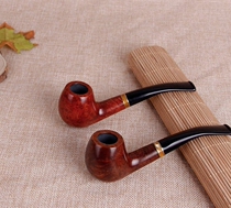 Shinan Wood Pipe Mens curved solid wood carving hand straight pipe old-fashioned Heather root portable pipe