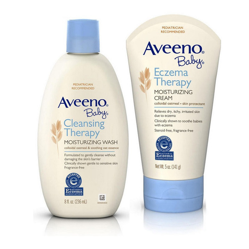 美国 Aveeno baby婴儿湿疹治疗保湿乳霜+沐浴露 宝宝护肤实惠套装