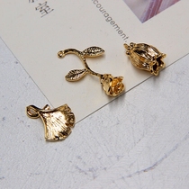 Copper-plated real gold ginkgo Lily Rose pendant diy handmade earrings jewelry material accessories pendant