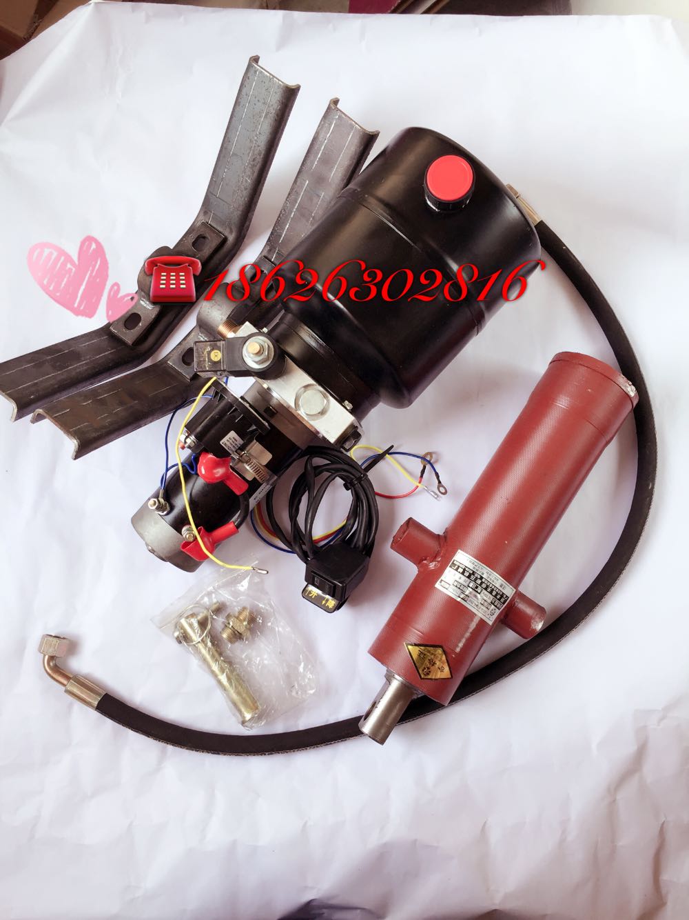 Hydraulic dump 12 volt power unit Lung Xin Futian Zhongshen three - wheel motorcycle modified tumbler sanitation vehicle