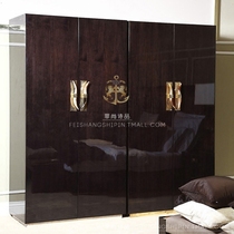 Double-door wardrobe post-modern wardrobe Hong Kong-style light luxury storage cabinet solid wood locker Italian minimalist wardrobe custom-made