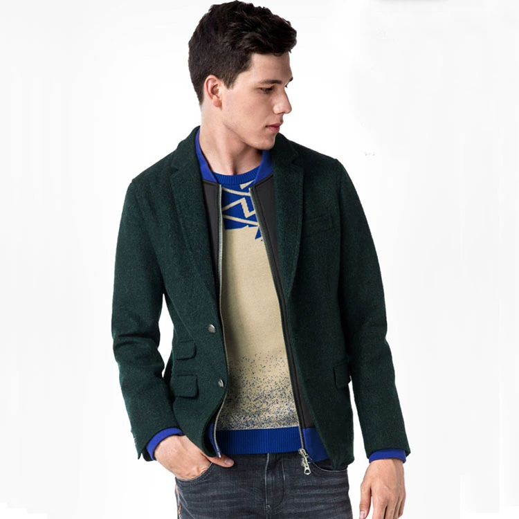 Kajia nam mặc 2018 mùa thu và mùa đông phong cách mới của nam giới khâu áo khoác len mỏng giản dị thời trang hai màu - Áo len