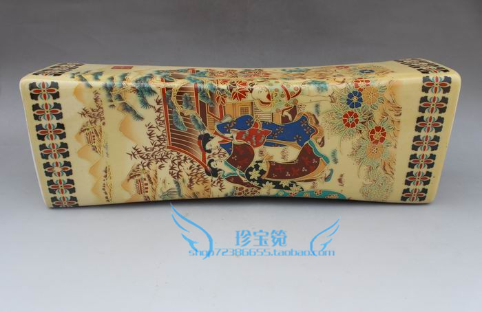 Ancient play Jingdezhen porcelain porcelain porcelain Rectangular Hand Ram Pillow pillow waiter for female figure Vertebral Pillow Japanese Beauties