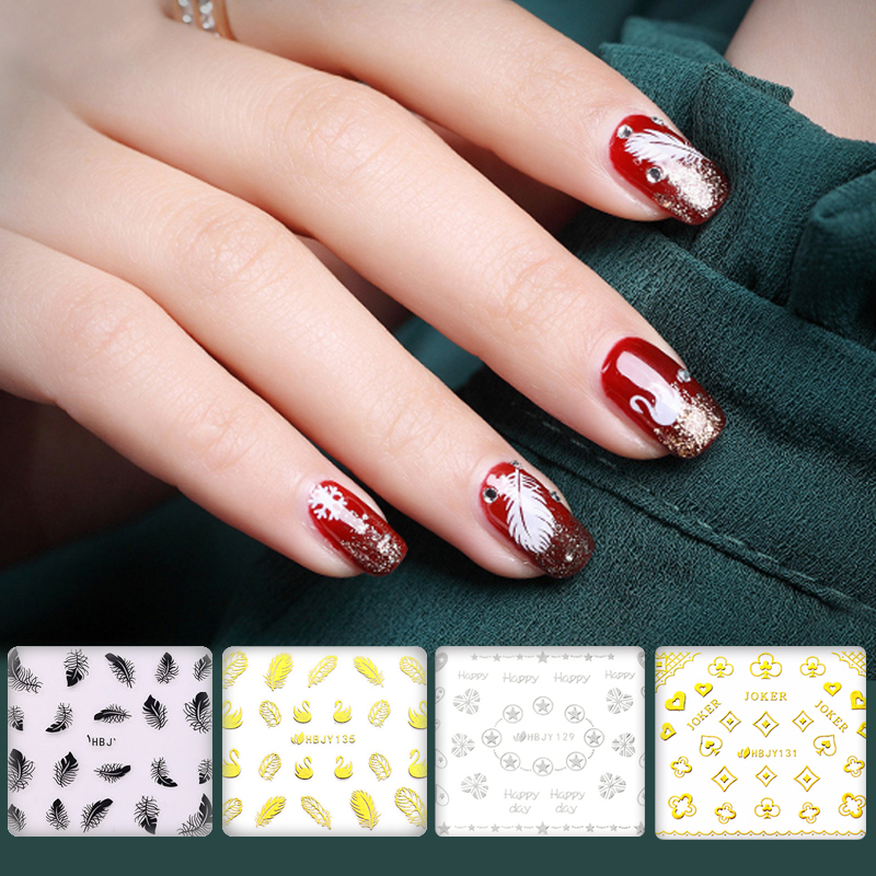 KaSi防水美甲贴纸贴花儿童韩国脚手指甲油胶装饰品贴片带背胶HBJY