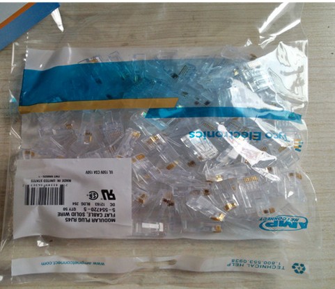 Boxed crystal head 100 Internet RJ45 Superfive copper sheet New material high-performance connecting head