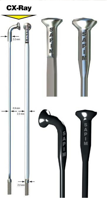 Sapim CX-RAY CX-LEADER Broken Broken and Radiant Bar Cap Black Straight Head Bend Original Import