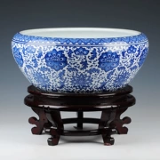 Jingdezhen gốm sứ màu xanh và trắng nước nông cá vàng bể rùa rùa nước lily narcissus chậu hoa trang trí lớn - Trang trí nội thất