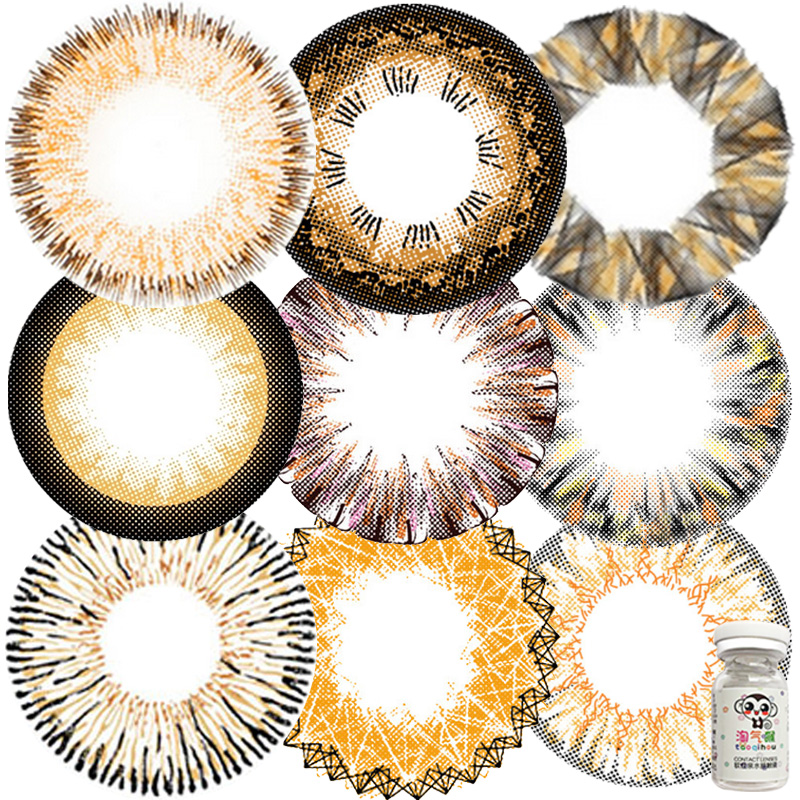 淘气猴棕色美瞳年抛大小直径近视彩色隐形眼镜混血显色1片装TQH