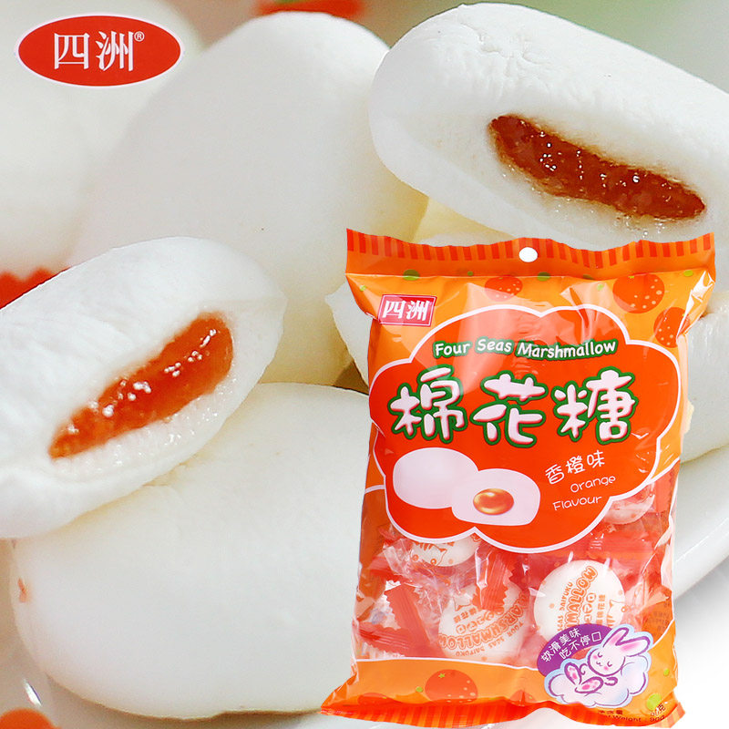 【天猫超市】四洲夹心棉花糖香橙味90g 儿童糖果 零食 香港四洲