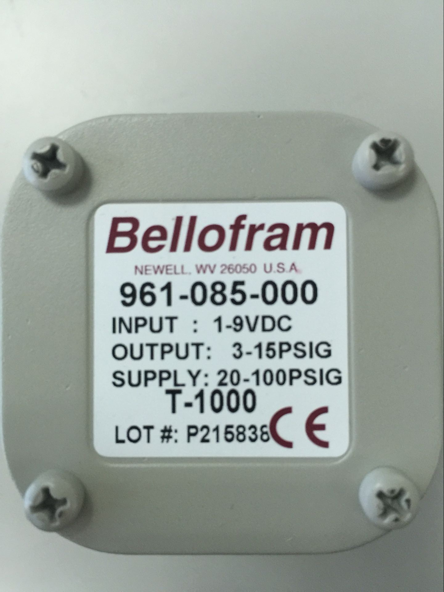 Domestic Allen T1000 electrical converter proportional valve 961-085-000 (20-100KPa)