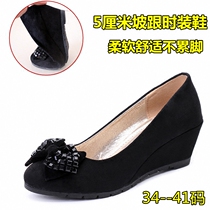 21 new old Beijing cloth shoes womens singles shoes fashion 100 hitch black commuter working shoes slopes heel with womens shoes 34 yards