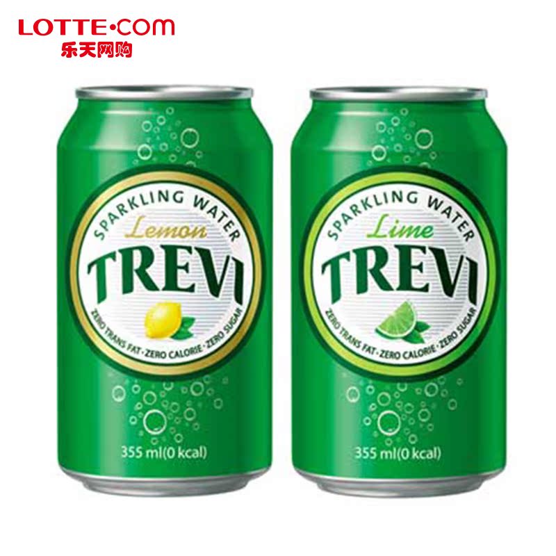 乐天网购七星韩国原装进口trevi苏打水355ml12听青柠口味易拉罐