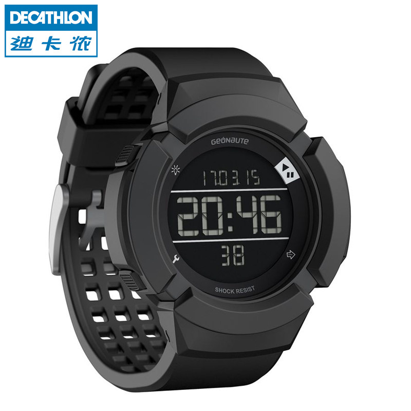 迪卡侬 户外运动手表男 潮多功能电子表防水防震大表盘 GEONAUTE
