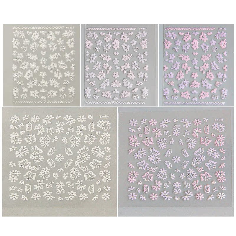 美甲贴纸 仿钻温变贴纸DIY指甲油白色贴花可爱3D环保孕妇指甲贴纸