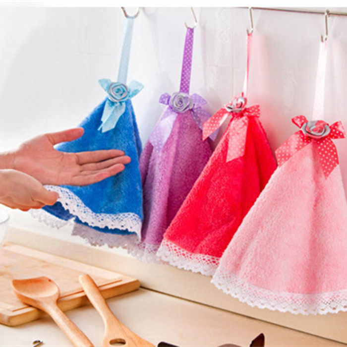Enlarge the hand towel hanging coral suede Absorbent Rubbing Hand Towel Kitchen hand towel with hand towels dishwashing towel