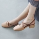 Giày bà ngoại mới hè 2018 với giày cao cổ vuông vắt chéo Giày nữ Baotou sandal nữ mùa hè dày với giày cao gót