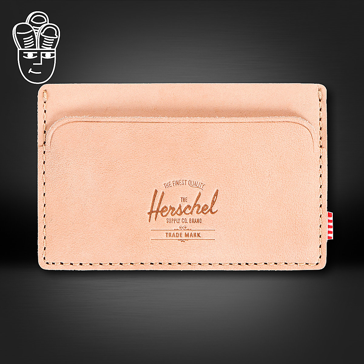 Herschel Supply Felix 加拿大潮牌 时尚纯黑全皮质卡包 证件包