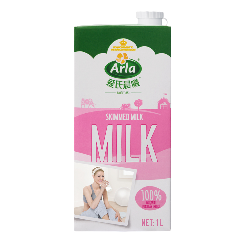 【天猫超市】德国原装进口牛奶 Arla爱氏晨曦脱脂纯牛奶1L×1盒