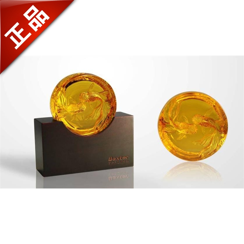 Double goldfish Wenzhen Glass study desk decoration Feng Shui art business contacts Gift enterprise custom ornaments