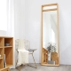 Và gỗ Bắc Âu đơn giản Elm gỗ óc chó đen Gương sàn gỗ rắn Fume Dress Toàn thân gương QT006 - Gương gương có đèn Gương
