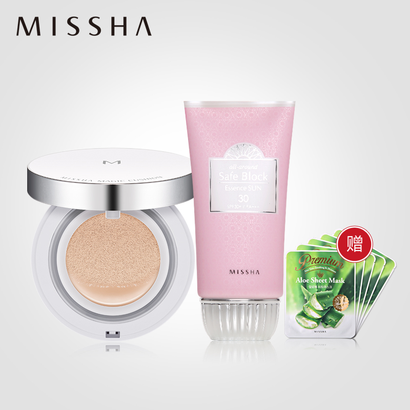 Missha/谜尚优护水润精华防晒+气垫BB21号色 裸妆防晒